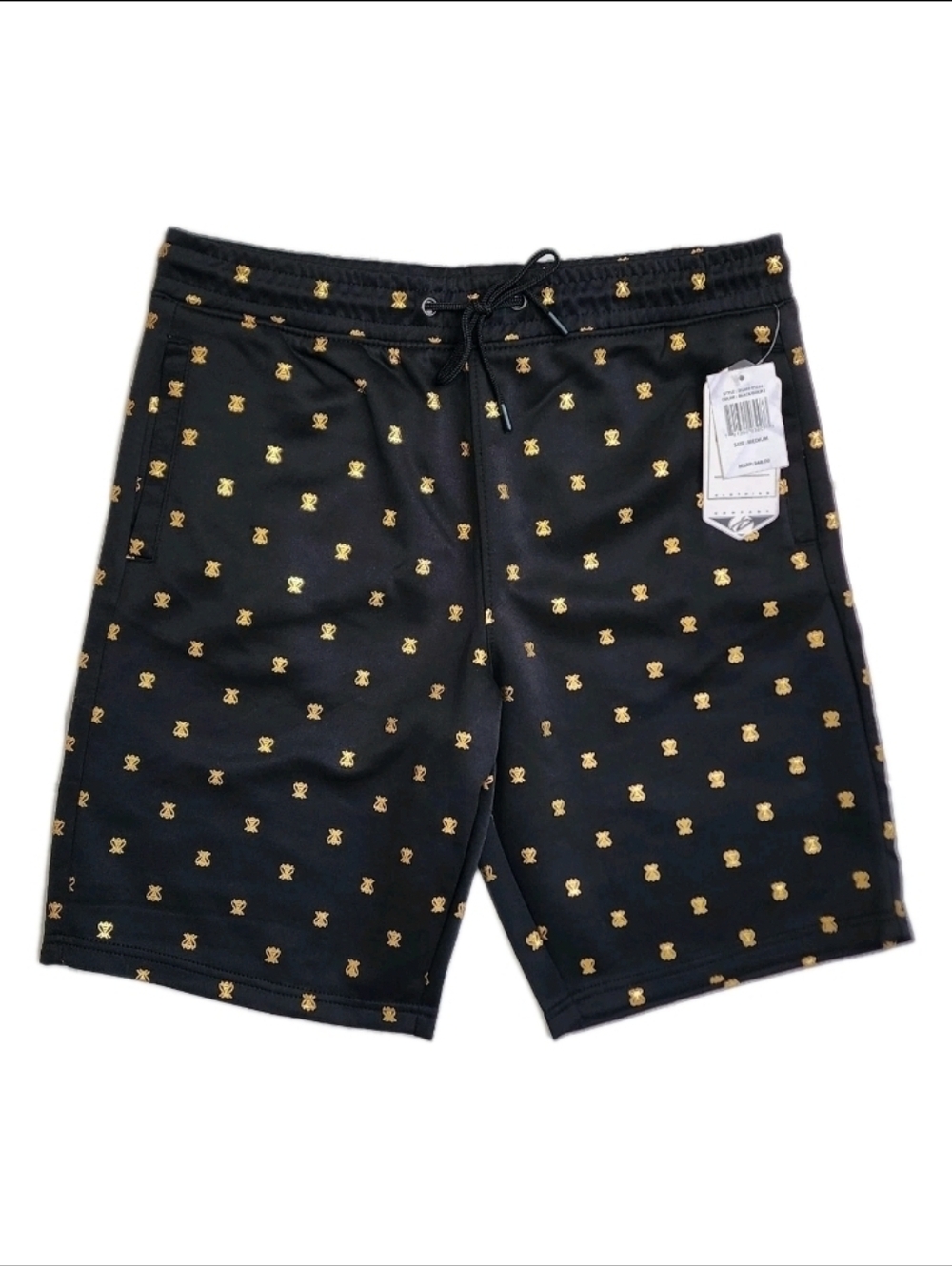 Casual Shorts Black With Gold Bee Drawstring Waist By Drill Clothing Size M